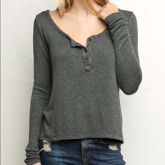 Brandy Melville Tops - JOHN GALT• cropped henley long sleeve